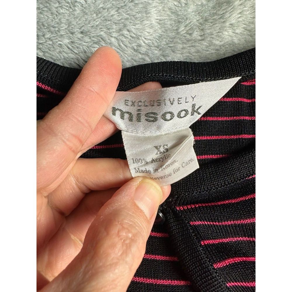 Exclusively Misook Knit Cardigan Sweater Pink Black Size XS Single Button Cozy - Picture 6 of 6